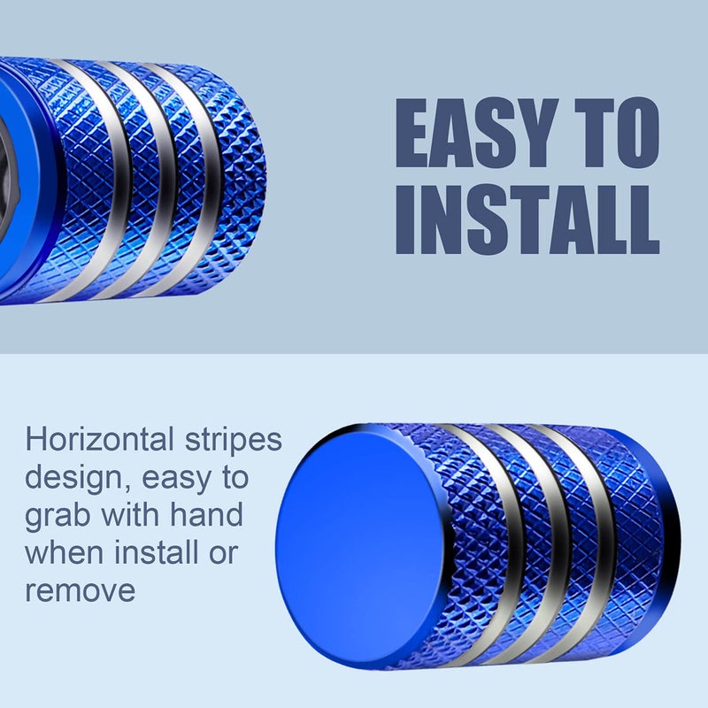 DECURCAR Tire Valve Stem Cap Cover - (5 Pack) Tire Air Caps Metal with Plastic Liner Corrosion Resistant Leak-Proof for Car Truck Motorcycle SUV and Bike Blue - Image 4